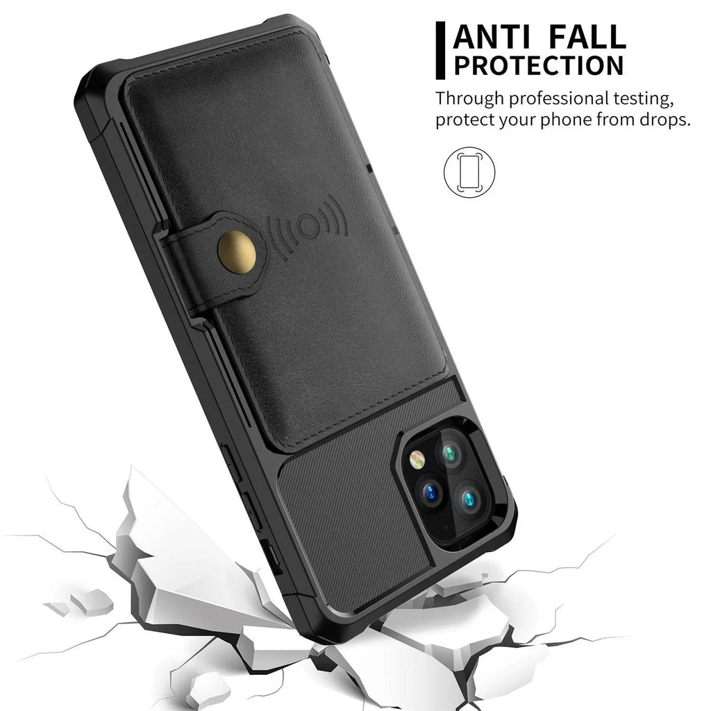 Folio-Wallet-Hülle für die iPhone-12-Serie — Kantenschutz in Lederoptik