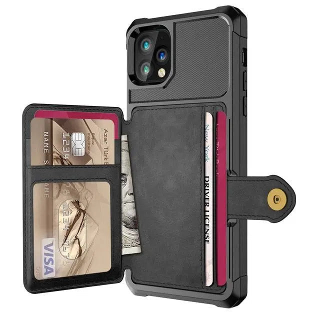 Folio-Wallet-Hülle für die iPhone-12-Serie — Kantenschutz in Lederoptik