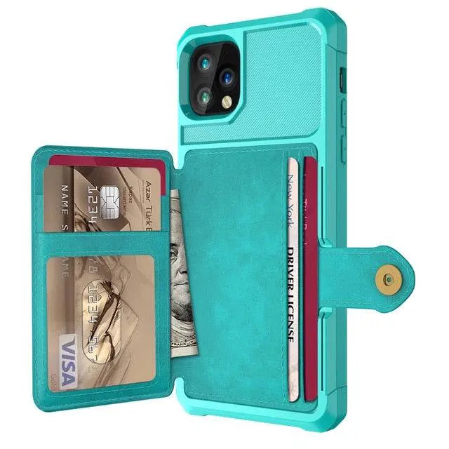 Folio-Wallet-Hülle für die iPhone-12-Serie — Kantenschutz in Lederoptik