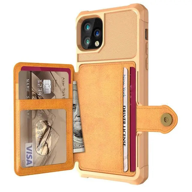 Folio-Wallet-Hülle für die iPhone-12-Serie — Kantenschutz in Lederoptik