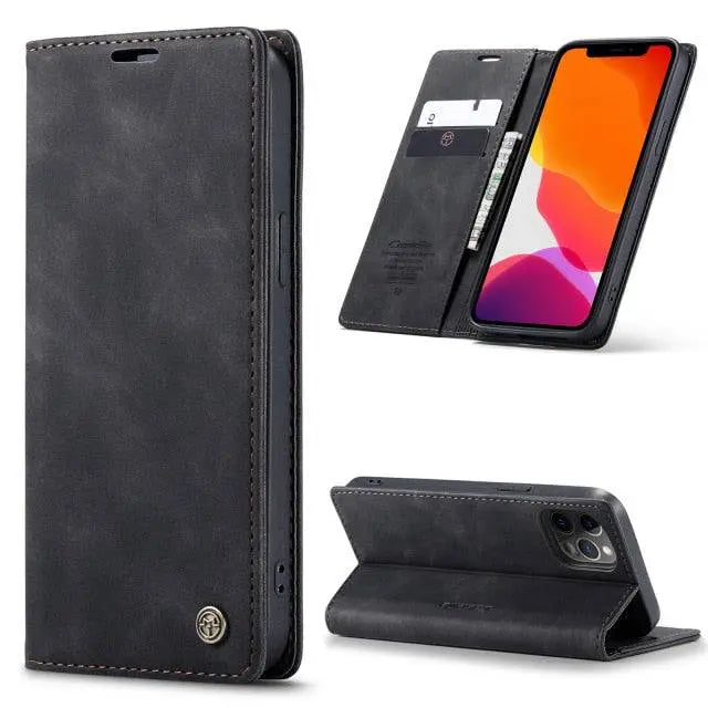iPhone 12 Leather Wallet Case — Card Slots for Mini, Pro & Pro Max