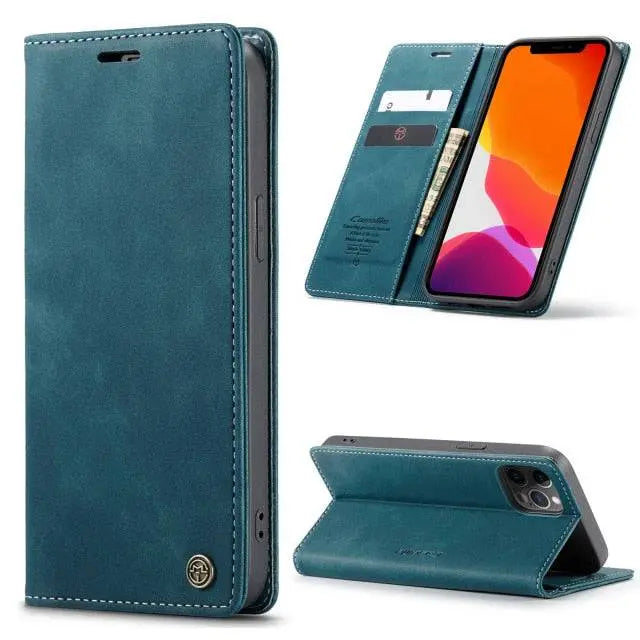 iPhone 12 Leather Wallet Case — Card Slots for Mini, Pro & Pro Max