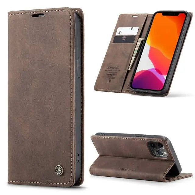 iPhone 12 Leather Wallet Case — Card Slots for Mini, Pro & Pro Max