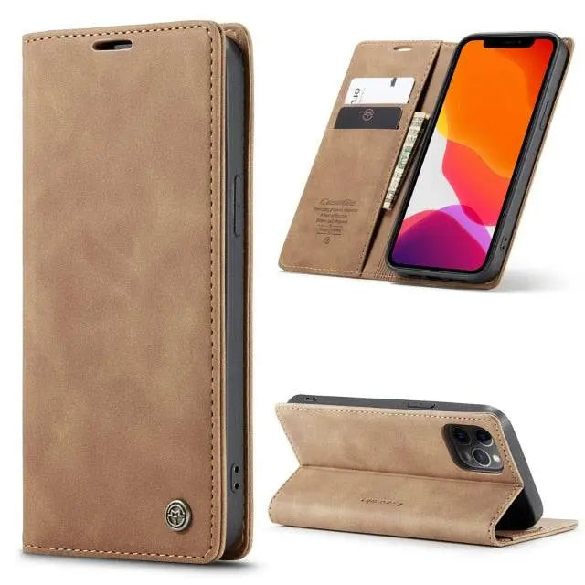 iPhone 12 Leather Wallet Case — Card Slots for Mini, Pro & Pro Max