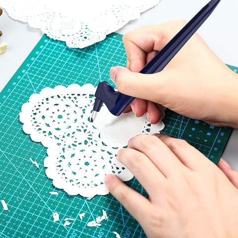 Precizní řezací pero s otočným čepelovým mechanismem v rozsahu 360° pro detailní vyřezávání papíru, šablony, scrapbook a tvorbu modelů | Nástroj na detailní vyřezávání | Thomler