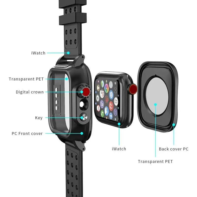 Silikonerem og etui til Apple Watch 42/44 mm Series 6/5/4/SE