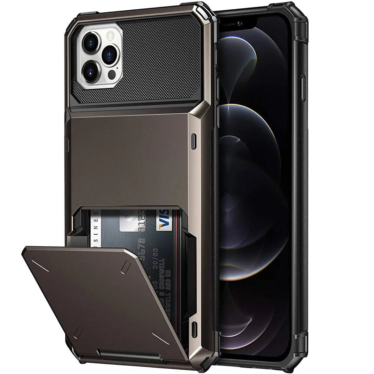 ブラックマンバ アーマー カードウォレットケース - ミリタリーグレード、iPhone X–13