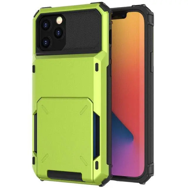 ブラックマンバ アーマー カードウォレットケース - ミリタリーグレード、iPhone X–13