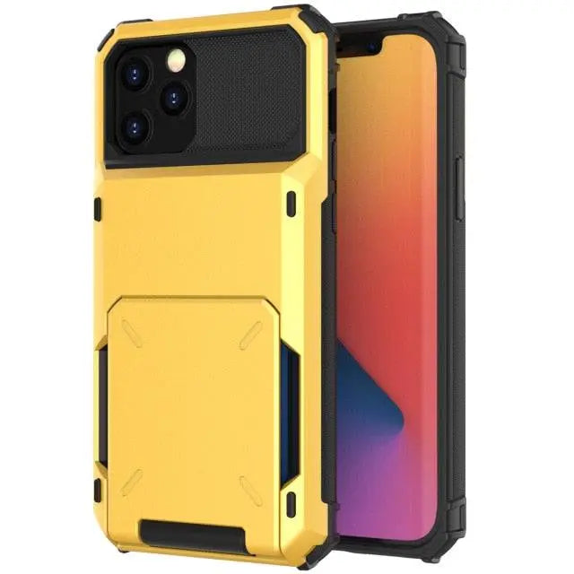 ブラックマンバ アーマー カードウォレットケース - ミリタリーグレード、iPhone X–13