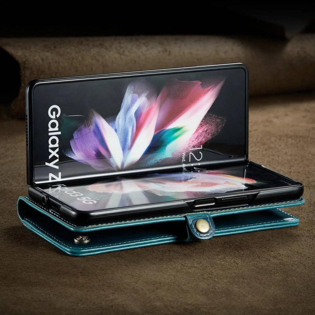 Echtes Leder-Folio-Case für Samsung Galaxy Z Fold 3 5G – Kartenfächer
