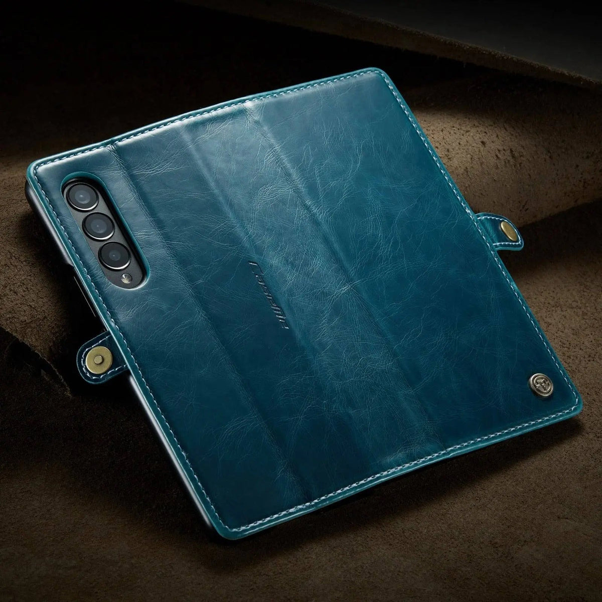Echtes Leder-Folio-Case für Samsung Galaxy Z Fold 3 5G – Kartenfächer