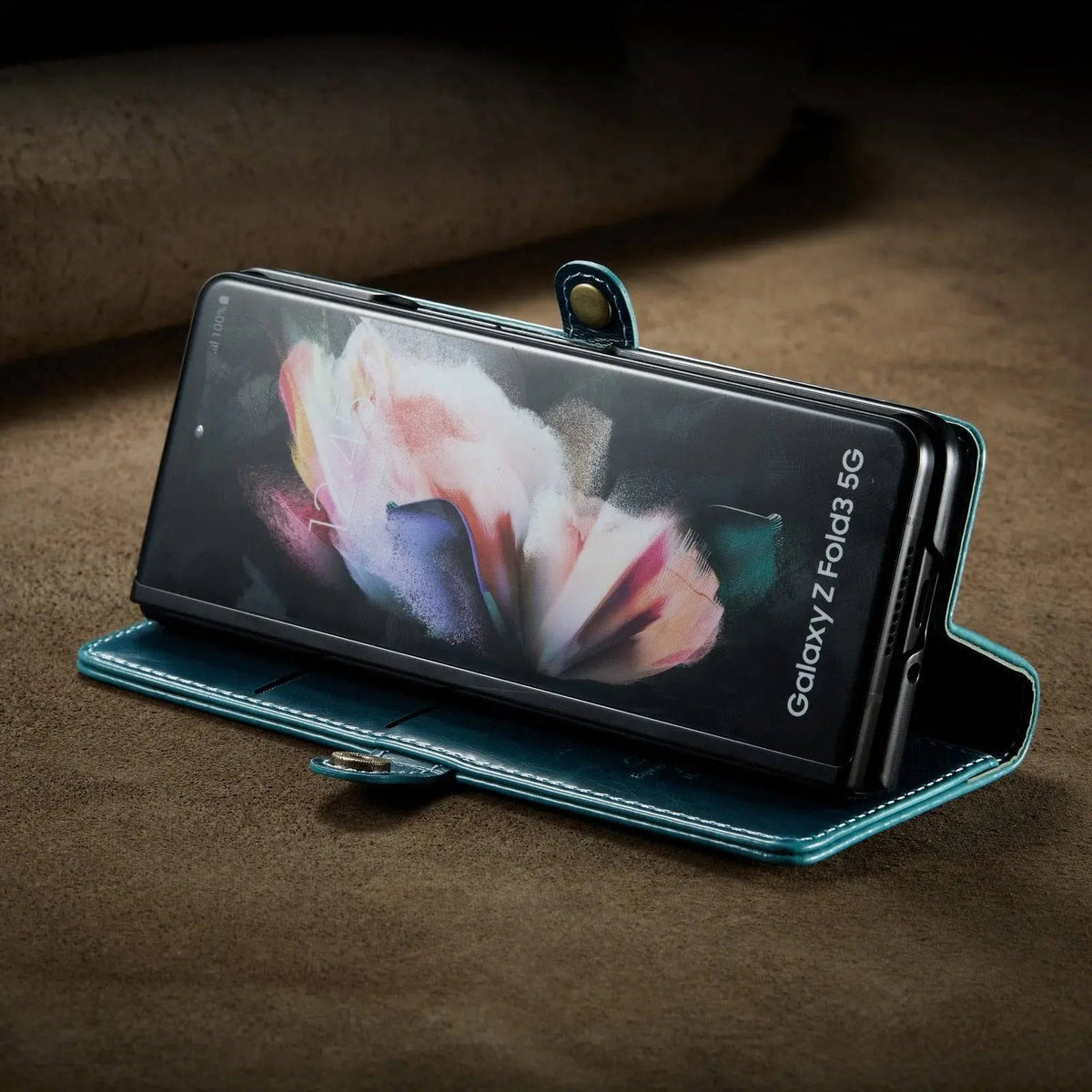 Echtes Leder-Folio-Case für Samsung Galaxy Z Fold 3 5G – Kartenfächer