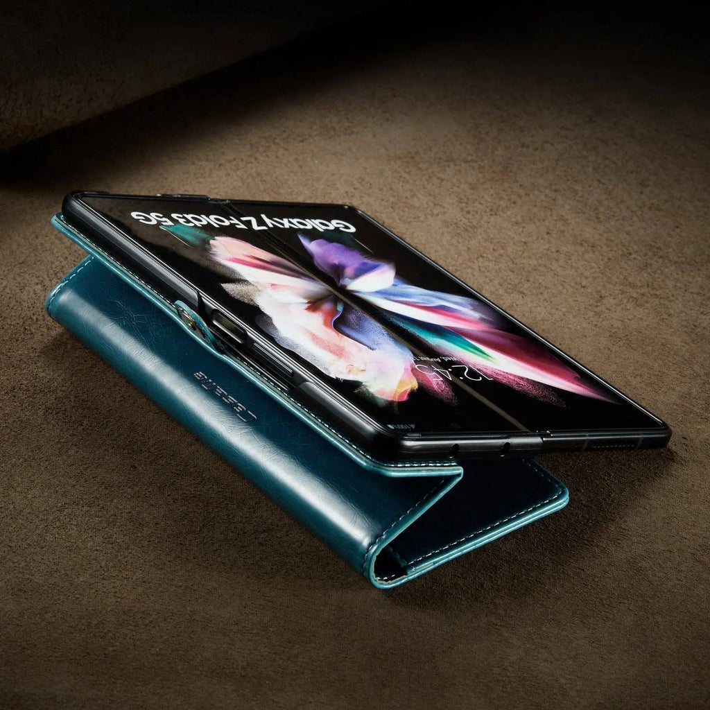 Echtes Leder-Folio-Case für Samsung Galaxy Z Fold 3 5G – Kartenfächer