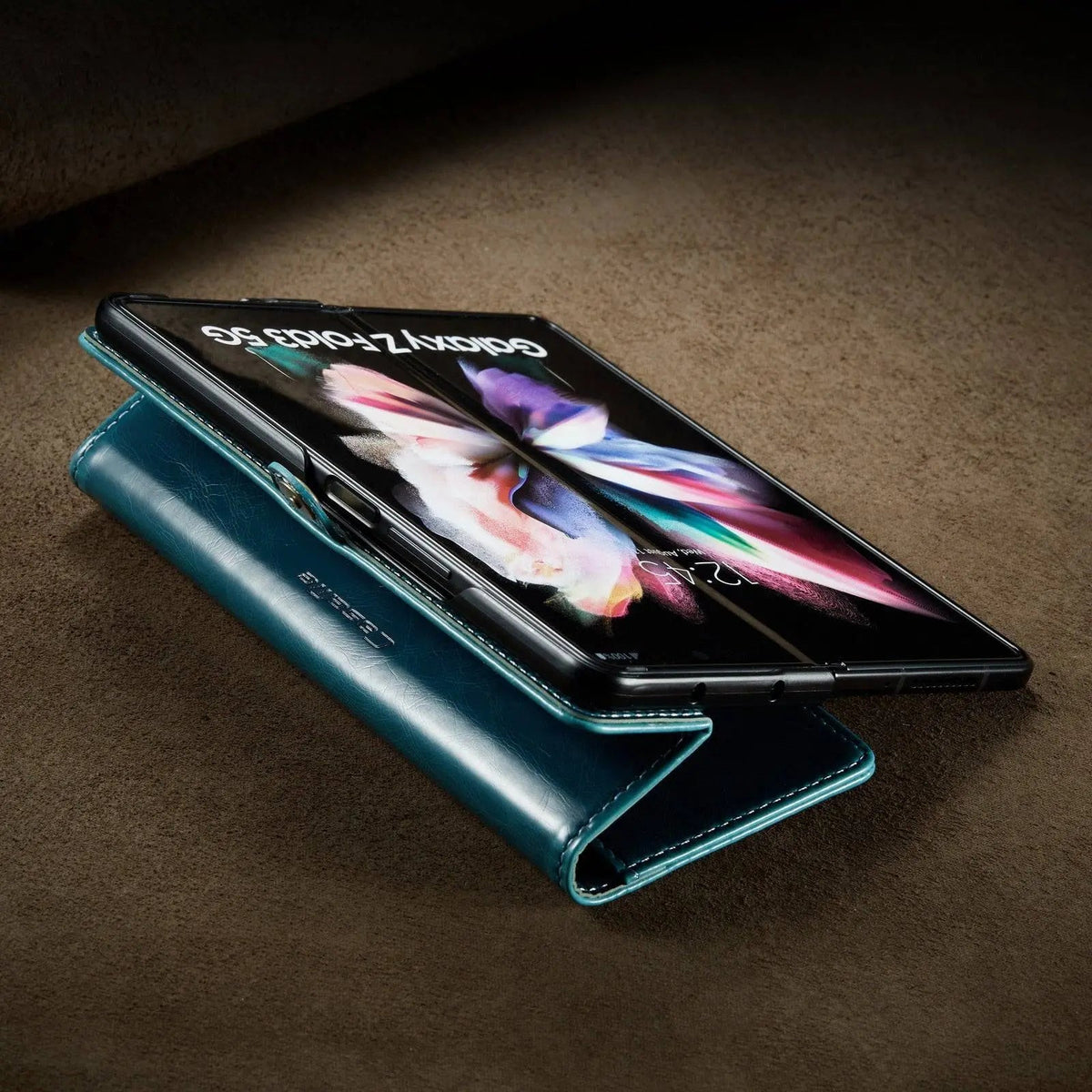 Echtes Leder-Folio-Case für Samsung Galaxy Z Fold 3 5G – Kartenfächer