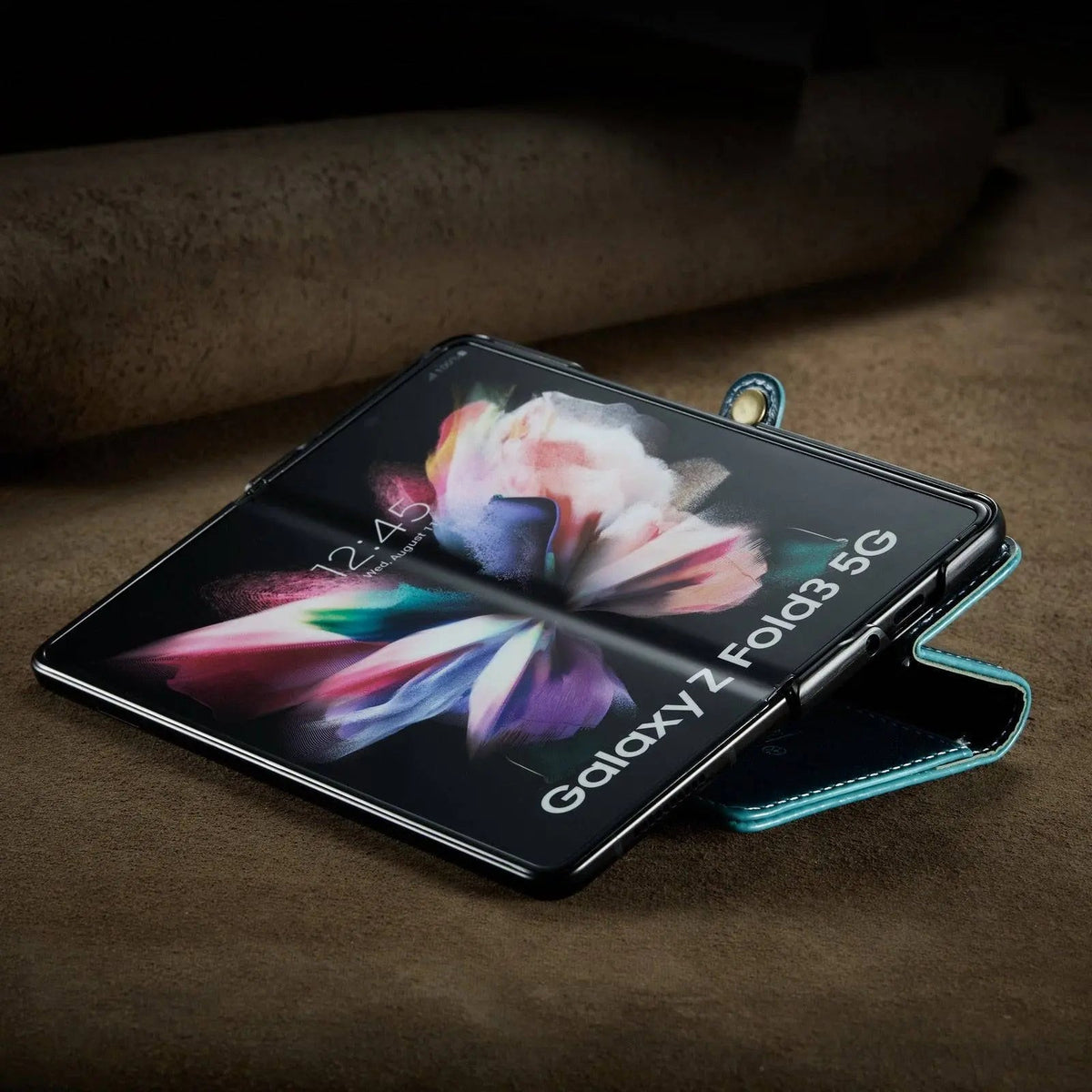 Echtes Leder-Folio-Case für Samsung Galaxy Z Fold 3 5G – Kartenfächer