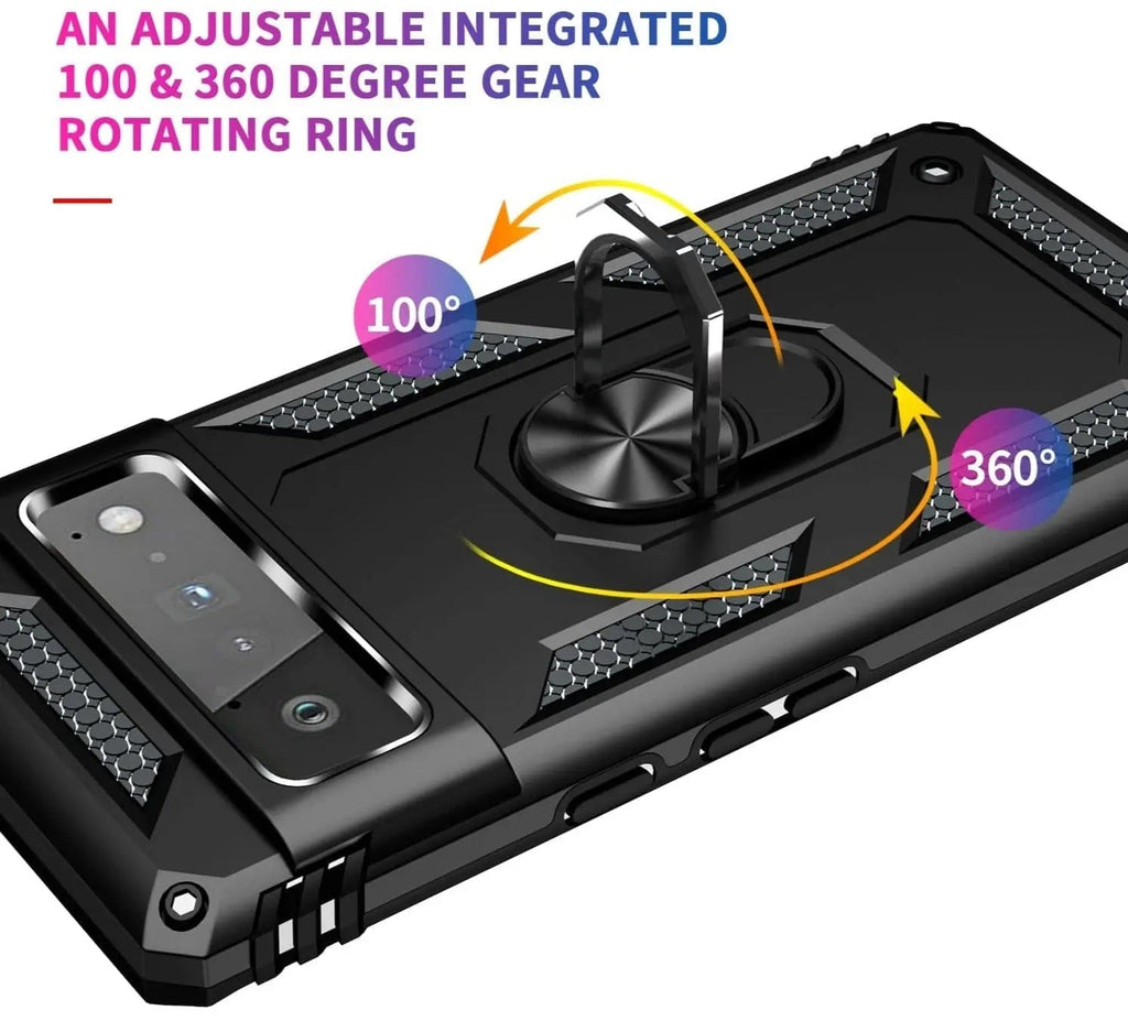 Google Pixel 6/6 Pro Shockproof Case — Rotating Ring Kickstand