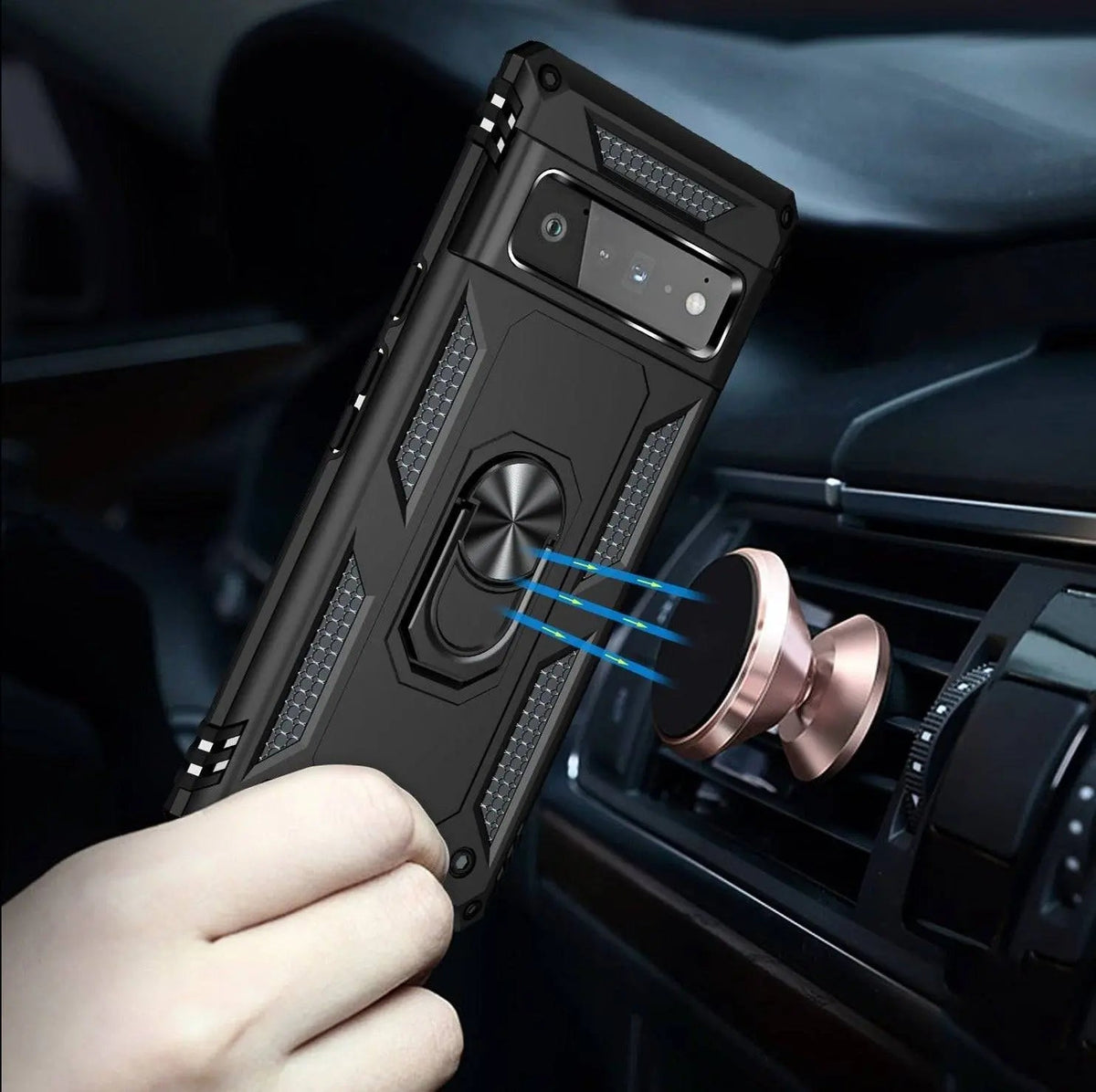 Google Pixel 6/6 Pro Shockproof Case — Rotating Ring Kickstand