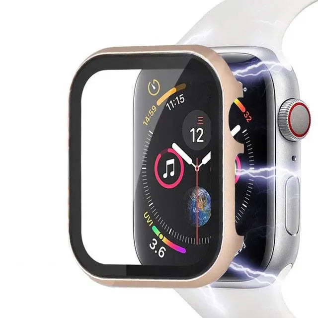 Metalowy bumper do Apple Watch Series 7/8/9 — 41mm i 45mm, szkło hartowane