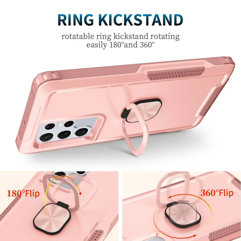 Wytrzymałe etui Armor do Galaxy S22 z podpórką - ochrona przed upadkiem 360°, amortyzująca wstrząsy ramka do S22, Plus i Ultra