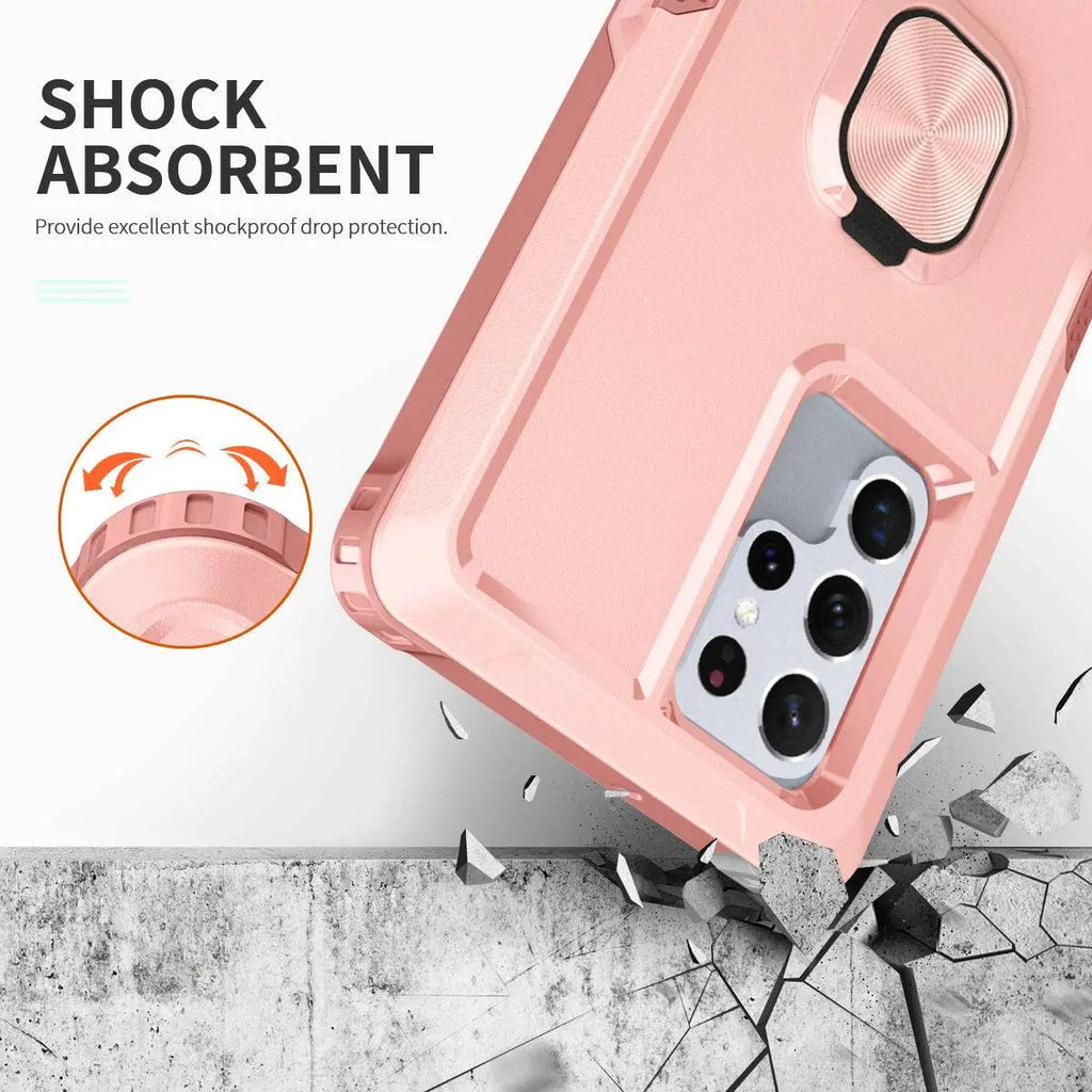 Wytrzymałe etui Armor do Galaxy S22 z podpórką - ochrona przed upadkiem 360°, amortyzująca wstrząsy ramka do S22, Plus i Ultra