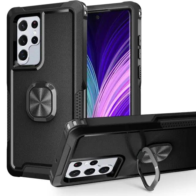 Wytrzymałe etui Armor do Galaxy S22 z podpórką - ochrona przed upadkiem 360°, amortyzująca wstrząsy ramka do S22, Plus i Ultra