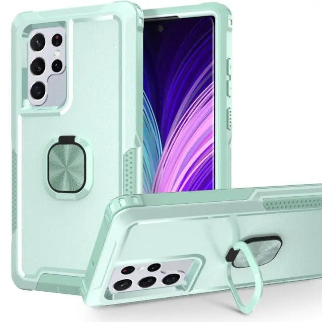 Wytrzymałe etui Armor do Galaxy S22 z podpórką - ochrona przed upadkiem 360°, amortyzująca wstrząsy ramka do S22, Plus i Ultra