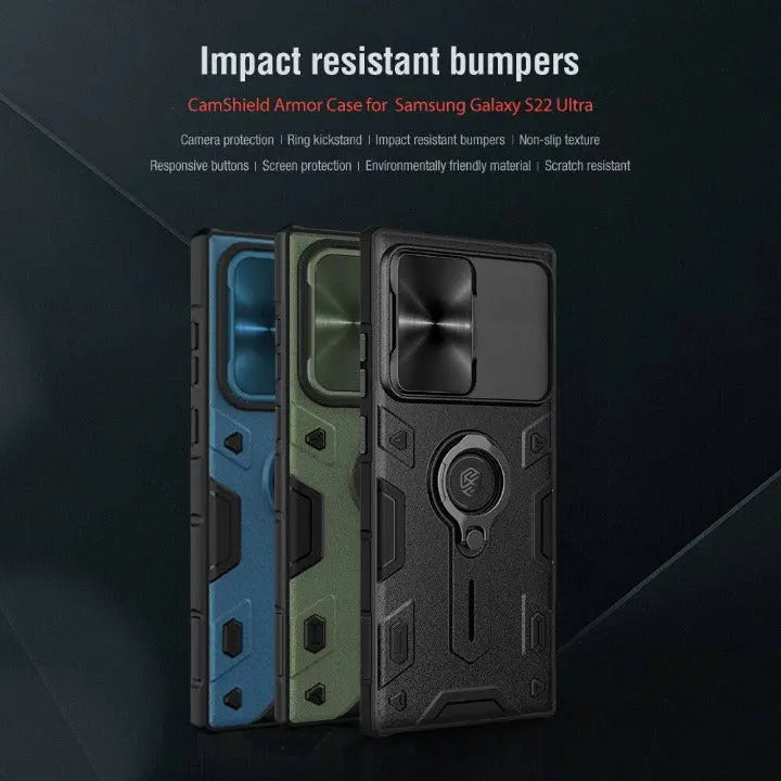 Galaxy S22 Ultra Aluminum Case — Kickstand, Camera Guard