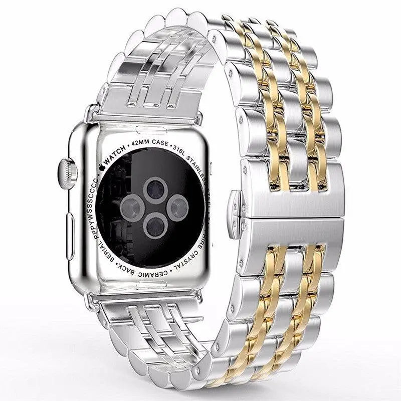 プレミアム3列メタルApple Watchストラップ、38–49mm、4色