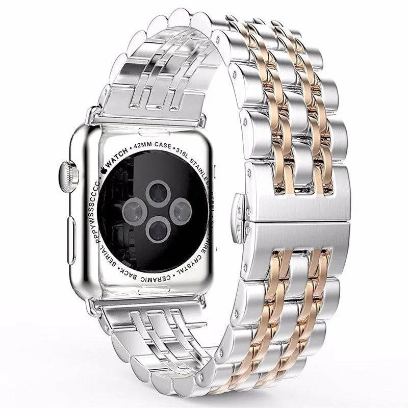 プレミアム3列メタルApple Watchストラップ、38–49mm、4色