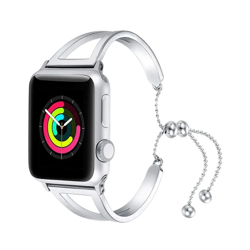 Bracciale a fascia con maglie in metallo da donna per Apple Watch 42 mm e 38 mm