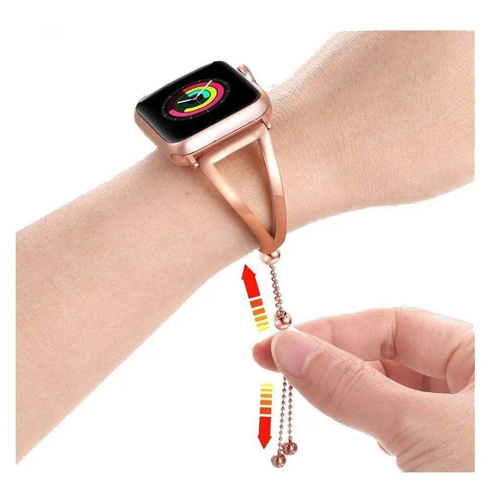 Bracciale a fascia con maglie in metallo da donna per Apple Watch 42 mm e 38 mm