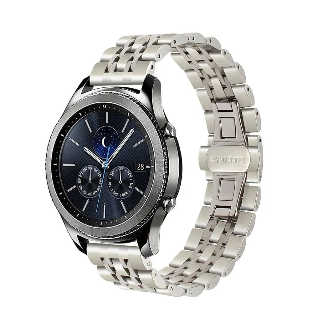 سوار من الفولاذ المقاوم للصدأ لساعة Samsung Galaxy Watch مقاس 22mm، فضي/ذهبي وردي