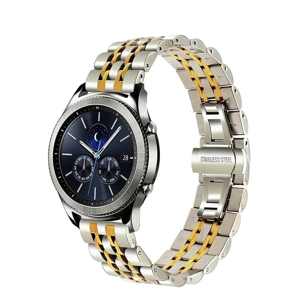 سوار من الفولاذ المقاوم للصدأ لساعة Samsung Galaxy Watch مقاس 22mm، فضي/ذهبي وردي