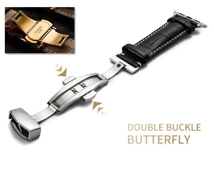 Teljes barkás bőrből készült csere csuklópánt 38–46 mm-es okosórákhoz – csatos záródás, többféle kivitel