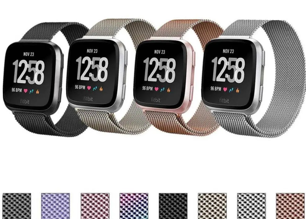 Fitbit Versa Milanese Mesh Band — Stainless Steel, Magnetic Closure