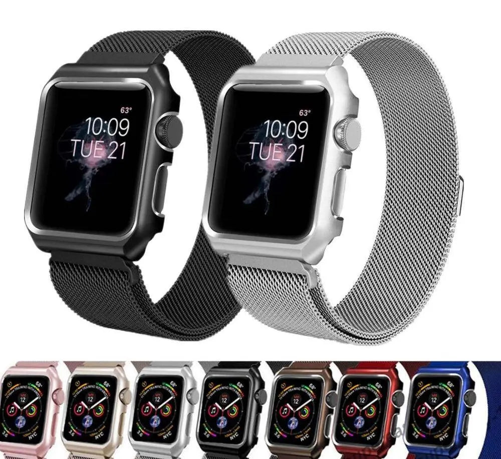 Apple Watch Stainless Steel Mesh Band & Protective Case Set 38-44mm