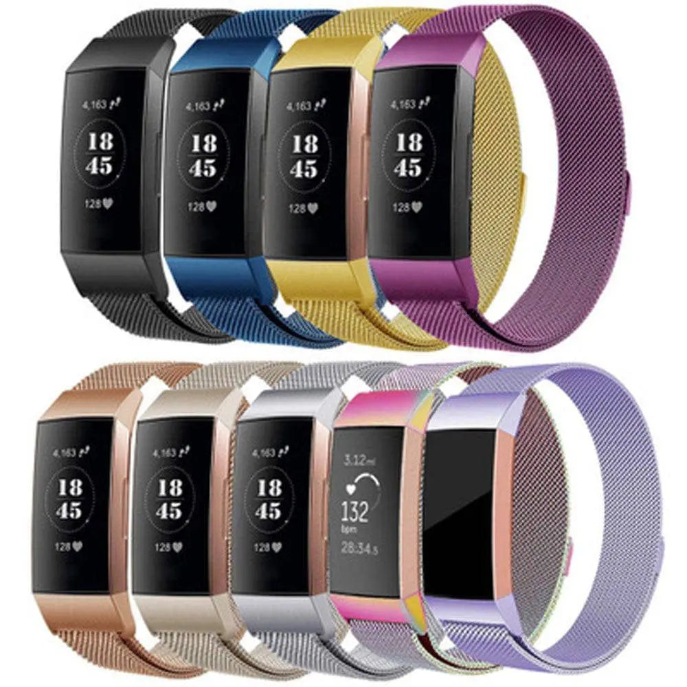 Cinturino in maglia d'acciaio inossidabile per Fitbit Charge 3 e 4 - regolabile, magnetico