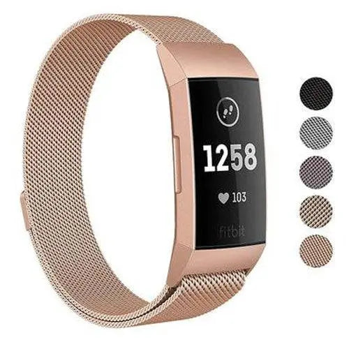 Cinturino in maglia d'acciaio inossidabile per Fitbit Charge 3 e 4 - regolabile, magnetico