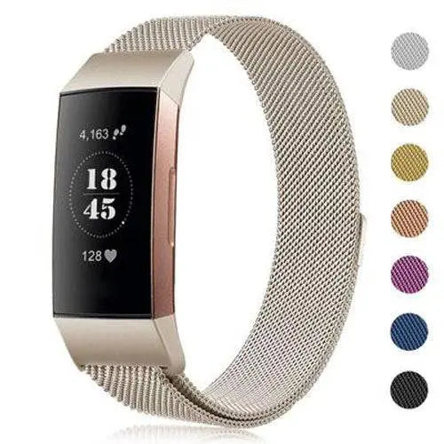 Cinturino in maglia d'acciaio inossidabile per Fitbit Charge 3 e 4 - regolabile, magnetico