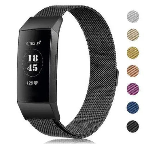 Cinturino in maglia d'acciaio inossidabile per Fitbit Charge 3 e 4 - regolabile, magnetico