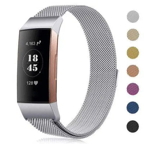 Cinturino in maglia d'acciaio inossidabile per Fitbit Charge 3 e 4 - regolabile, magnetico