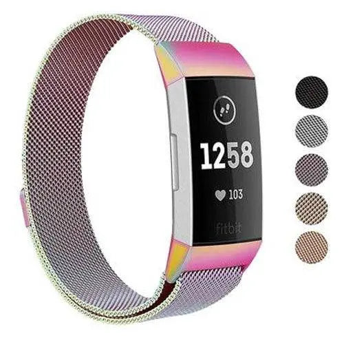 Cinturino in maglia d'acciaio inossidabile per Fitbit Charge 3 e 4 - regolabile, magnetico