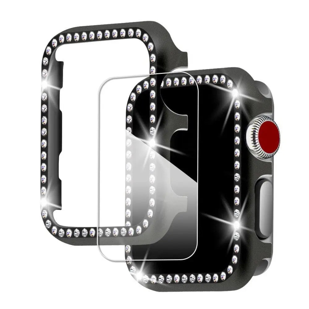 Set aus verziertem Metallgehäuse und Armband für Apple Watch 38-44 mm