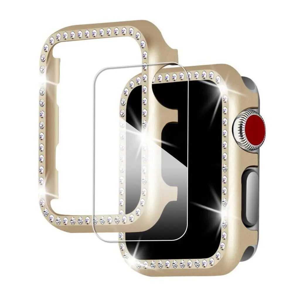 Set aus verziertem Metallgehäuse und Armband für Apple Watch 38-44 mm