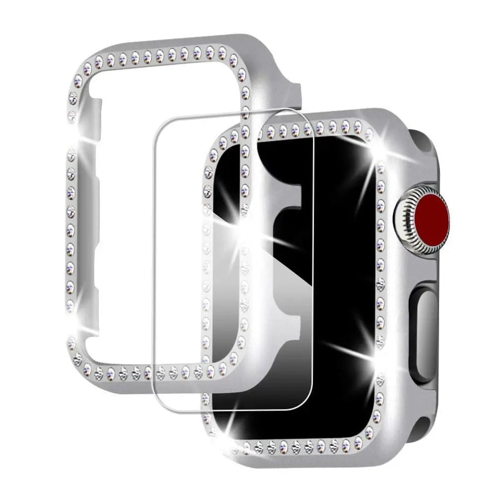 Set aus verziertem Metallgehäuse und Armband für Apple Watch 38-44 mm
