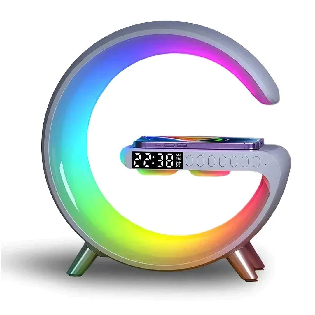 Budík s funkcí simulace východu slunce — RGB světlo, Bluetooth reproduktor, bezdrátové nabíjení