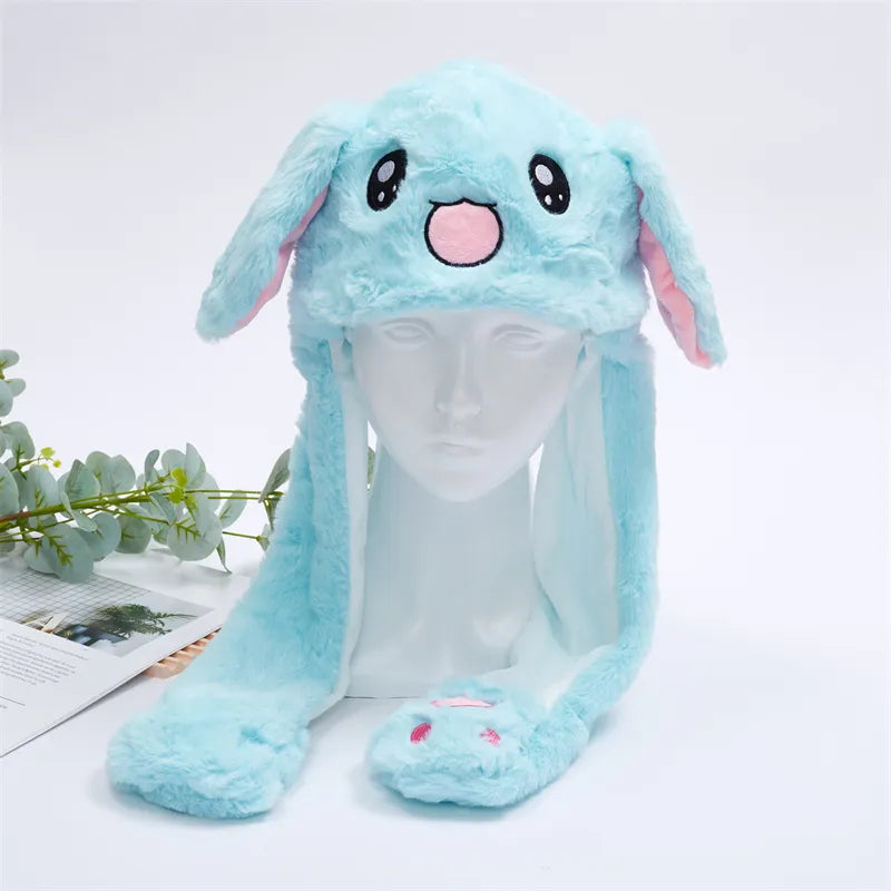 Interactive Plush Hat with Pop-Up Ears and Squeeze Paws
