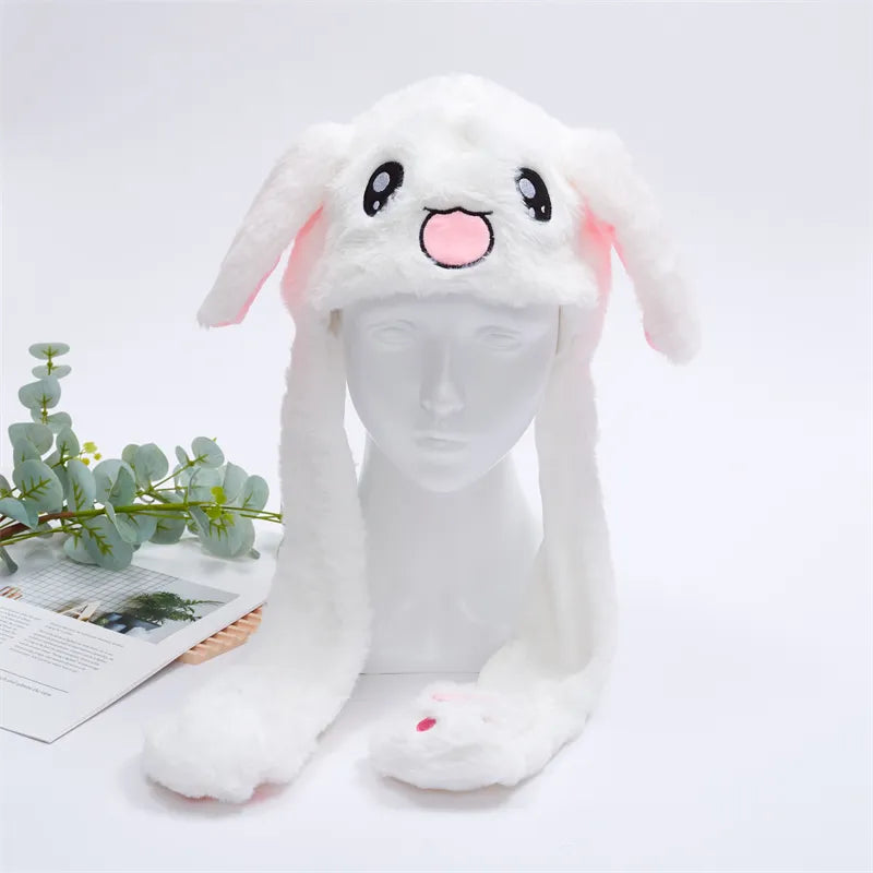 Interactive Plush Hat with Pop-Up Ears and Squeeze Paws
