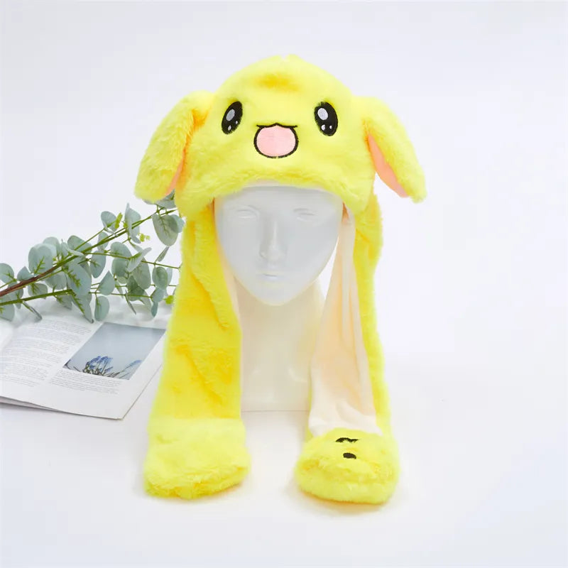 Interactive Plush Hat with Pop-Up Ears and Squeeze Paws