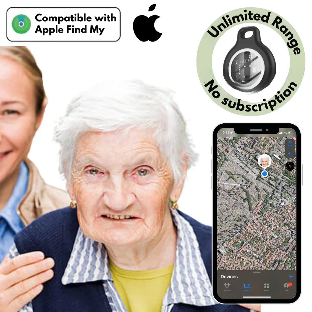 Clip-On Find My Tracker for Elderly Adults — Waterproof, 1-Year Battery